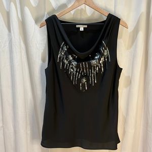 Banana Republic Black Sequin Sleeveless Cowl Neck Shell Top Size 12